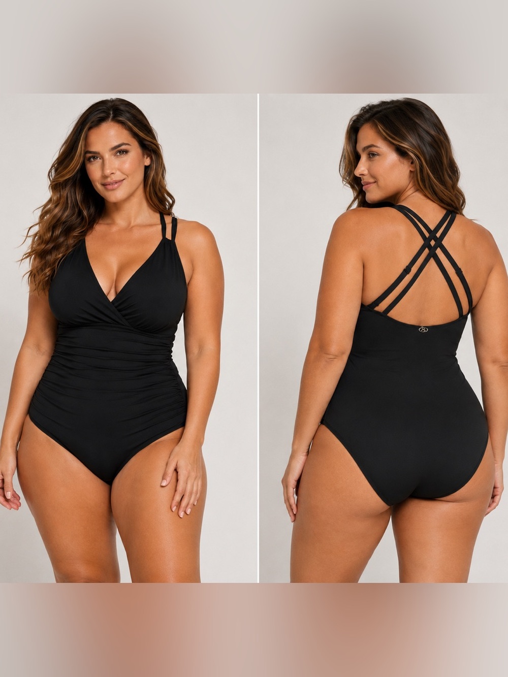 Jantzen Size 10 Black One Piece Swimsuit Strappy Back Tummy Control $89 NWT